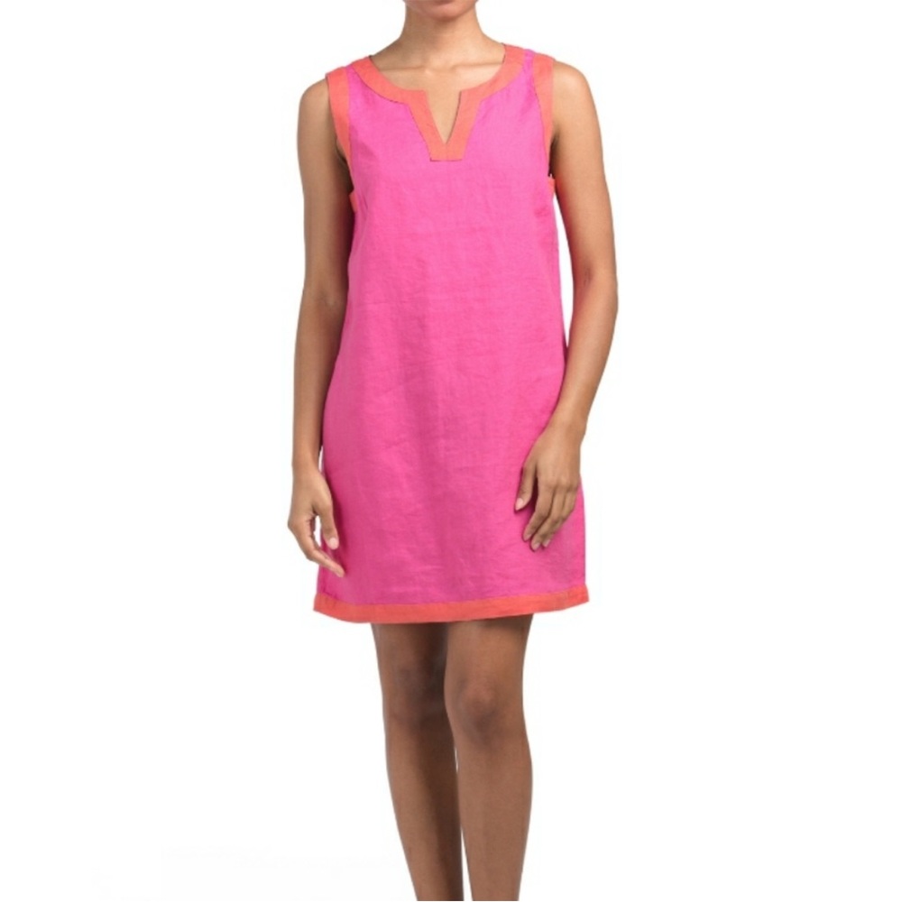 Sigrid Olsen | 100% linen orange & pink dress